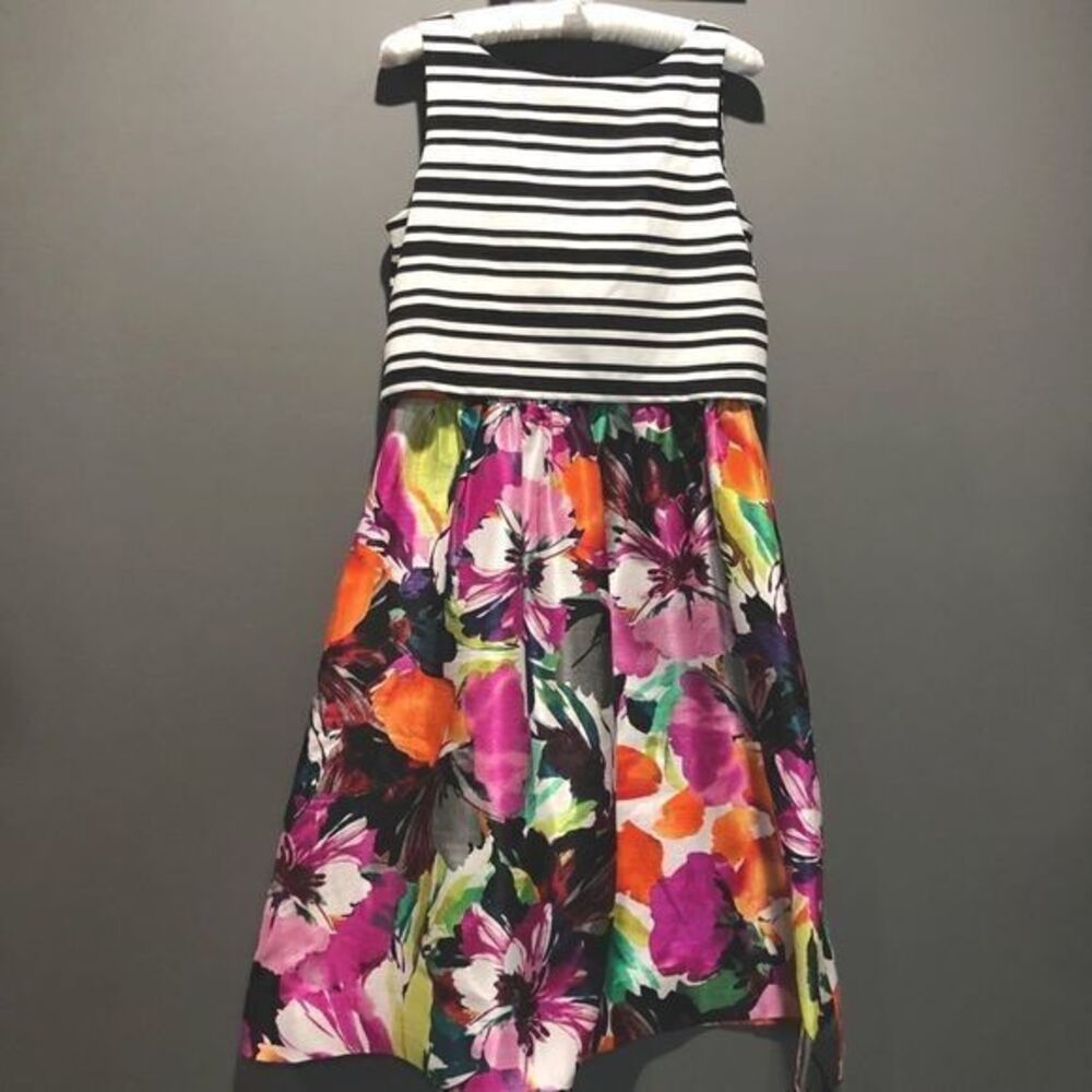 Taylor Striped Floral Sleeveless Dress